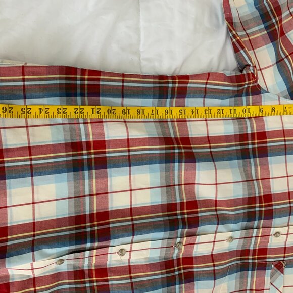 Eddie Bauer Men’s Red Multi-Colored 100% Cotton Checked Short Sleeve Shirt - Picture 8 of 10